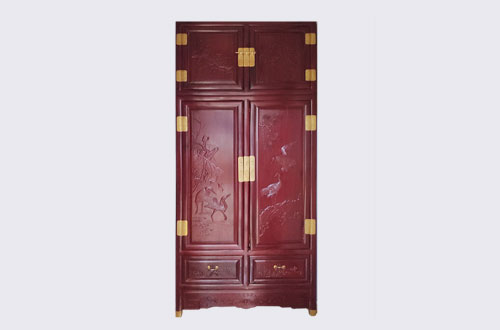 唐县高端中式家居装修深红色纯实木衣柜